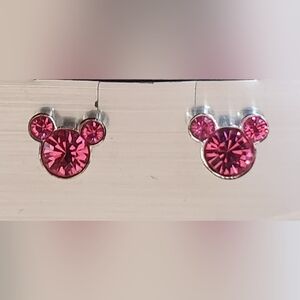 Mickey Mouse Hot Pink Cz Earrings.